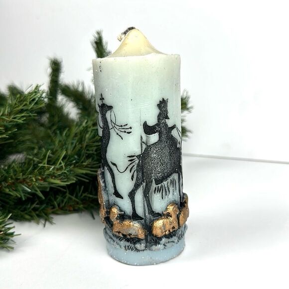 Vintage Holiday Elegance Candle Christmas Adoration Nativity Scene Silhouette - Picture 4 of 8
